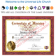 A screenshot of Jess' ordination from the Universal Life Church to marry Christie and Jeff.